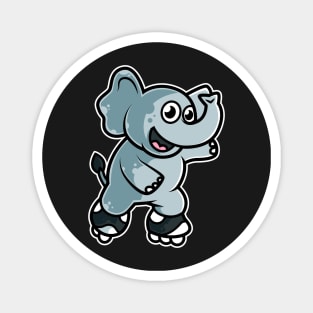 Elephant Retro Roller Skate graphic Magnet